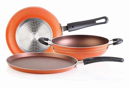 Greenchef Aluminium Cookware Set, 3-Pieces, Orange