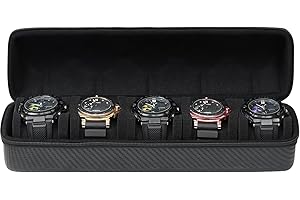 CAIOVSE Travel Case, 5 Slots Storage Box for Men, Hard Organizer With Removable Shockproof Watch Pillows (Black)