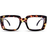 YUKANG Oprah Style Reading Glasses for Women, Oversized Stylish Blue Light Blocking Computer Readers Ladies with Spring Hinge