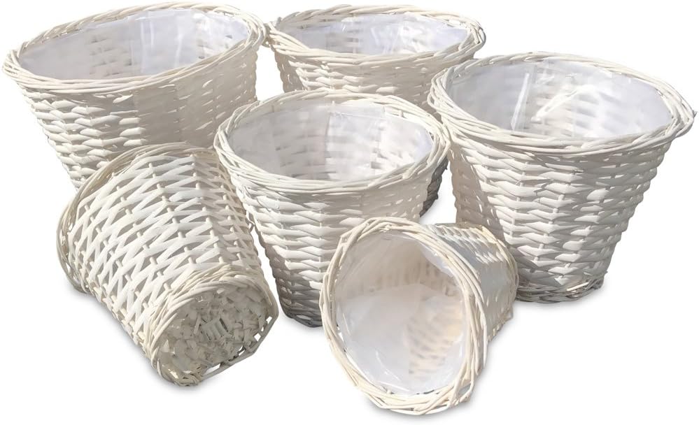 Amazon.com: WHW Whole House Worlds Hamptons White Wicker Planters, Set