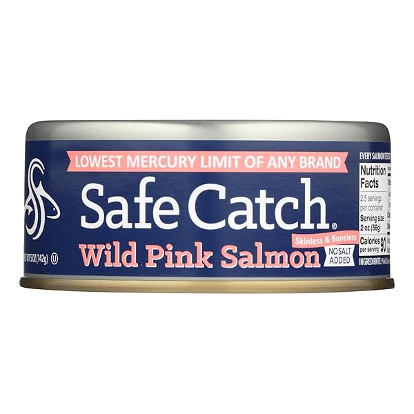 SAFE CATCH – PREMIUM SKINLESS & BONELESS WILD PINK SALMON NO SALT ADDED – 5 OZ.