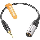 tisino 3.5mm to XLR Balanced Cable Adapter, Gold-Plated 1/8 inch Mini Jack Aux to XLR Male Mono Audio Cord for Cell Phone, La