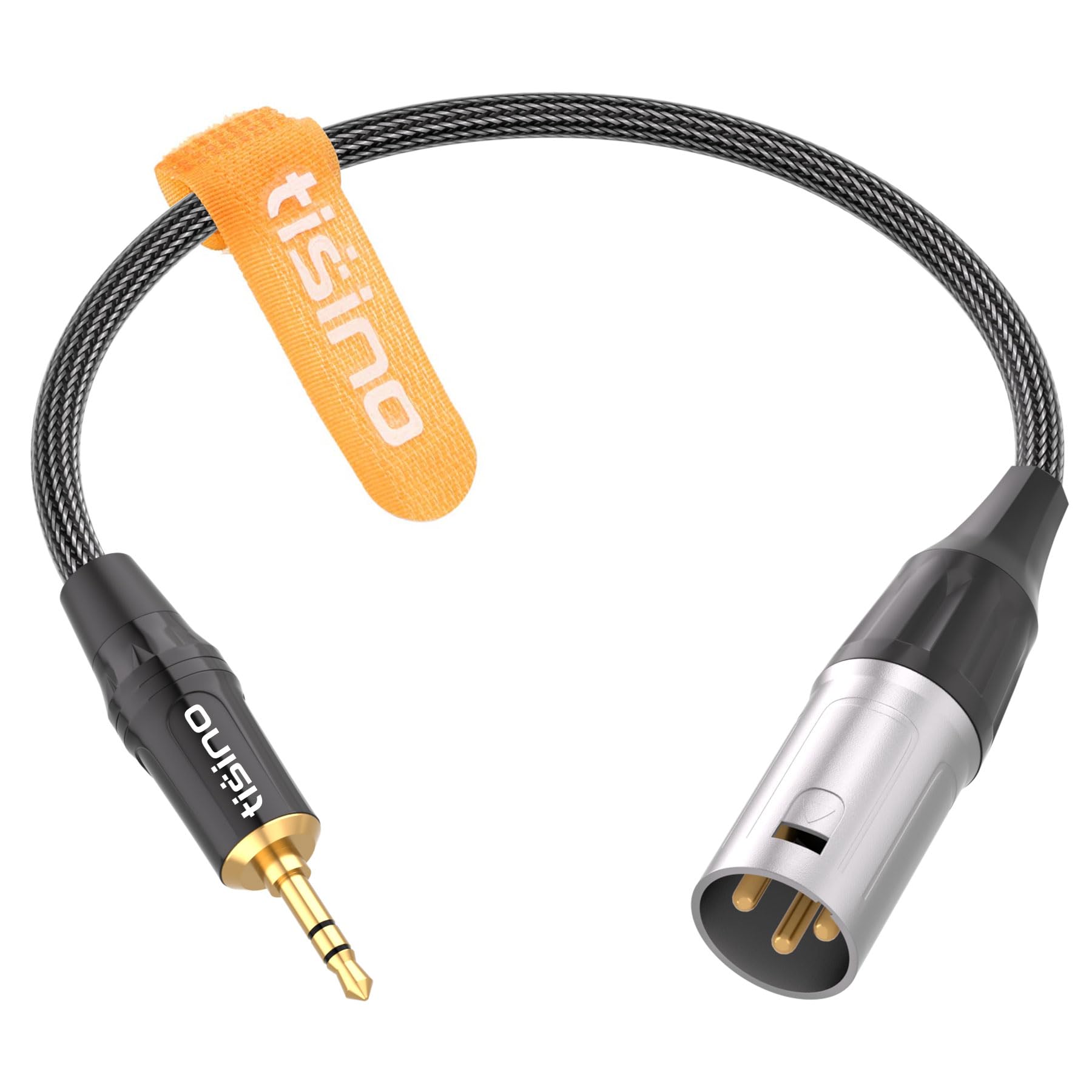 Tisino 3.5mm to XLR Balanced Cable, Gold-Plated Mini Jack to XLR Male Adapter Audio Lead Cord for Cell Phone, Laptop, Speaker, Mixer - 30CM