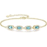 GexTyde Birthstone Bracelets for Women, Gold Trendy Dainty Link Bracelet Jewelry Birthday Christmas Day Gifts for Women Girlfriend Friend Her Mom Wife