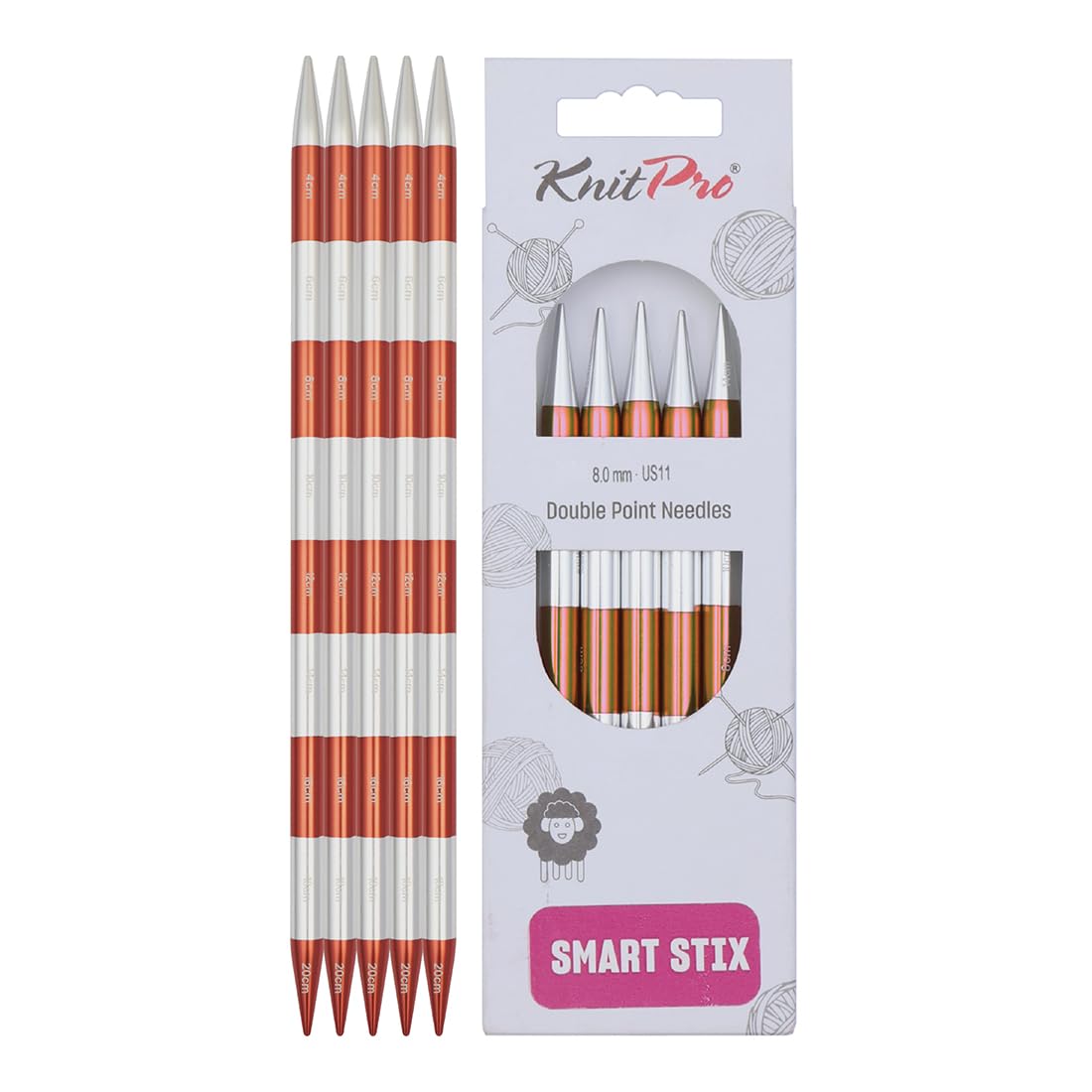 KnitPro Smartstix Double Pointed Needles 8" (20cm) | 7.00mm