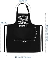LINEN CLOSET BBQ Apron for Men Funny Grilling Apron with 2 Pockets, Polycotton view 7