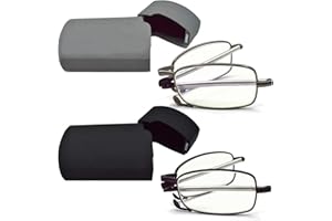 sevenplus 2 Pack Reading Glasses Blue Light Blocking, Anti UV Glare, Foldable Computer Spring Hinge Readers for Women Man