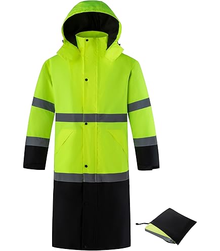 DPSAFETY Reflective Rain jackets for men waterproof,Hi Vis Rain