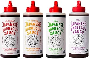 Bachan's Japanese Barbecue Sauce 4 Pack - 1 OG, 1 Hot and Spicy, 1 Citrus Yuzu, 1 Miso, BBQ Sauce for Wings, Chicken, Beef, Pork, Seafood, Noodles, and More. Non GMO, No Preservatives, Vegan, BPA free