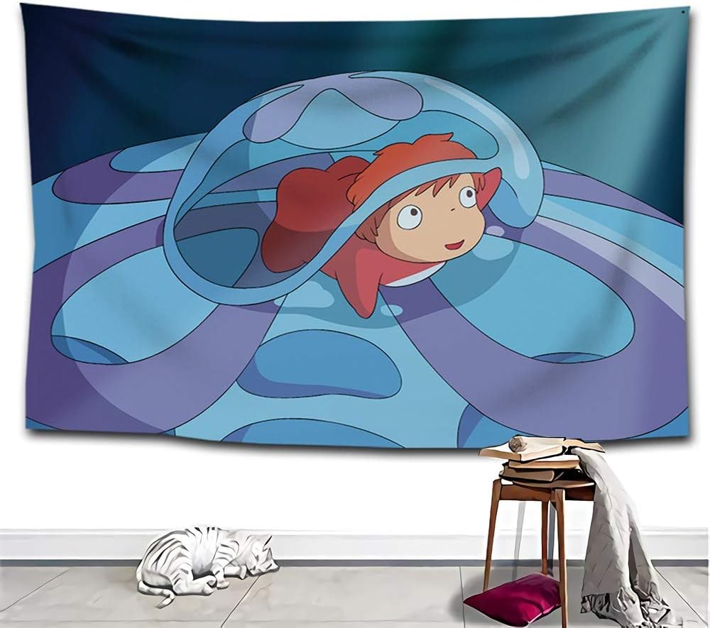 GuoYq Wall Tapestrys,PONYO ON THE CLIFF Wall Hangings Tapestry Digital Printed Tapestry Wall Hanging Wall Tapestry Living Room Bedroom Dorm Decor,Customizable Pattern