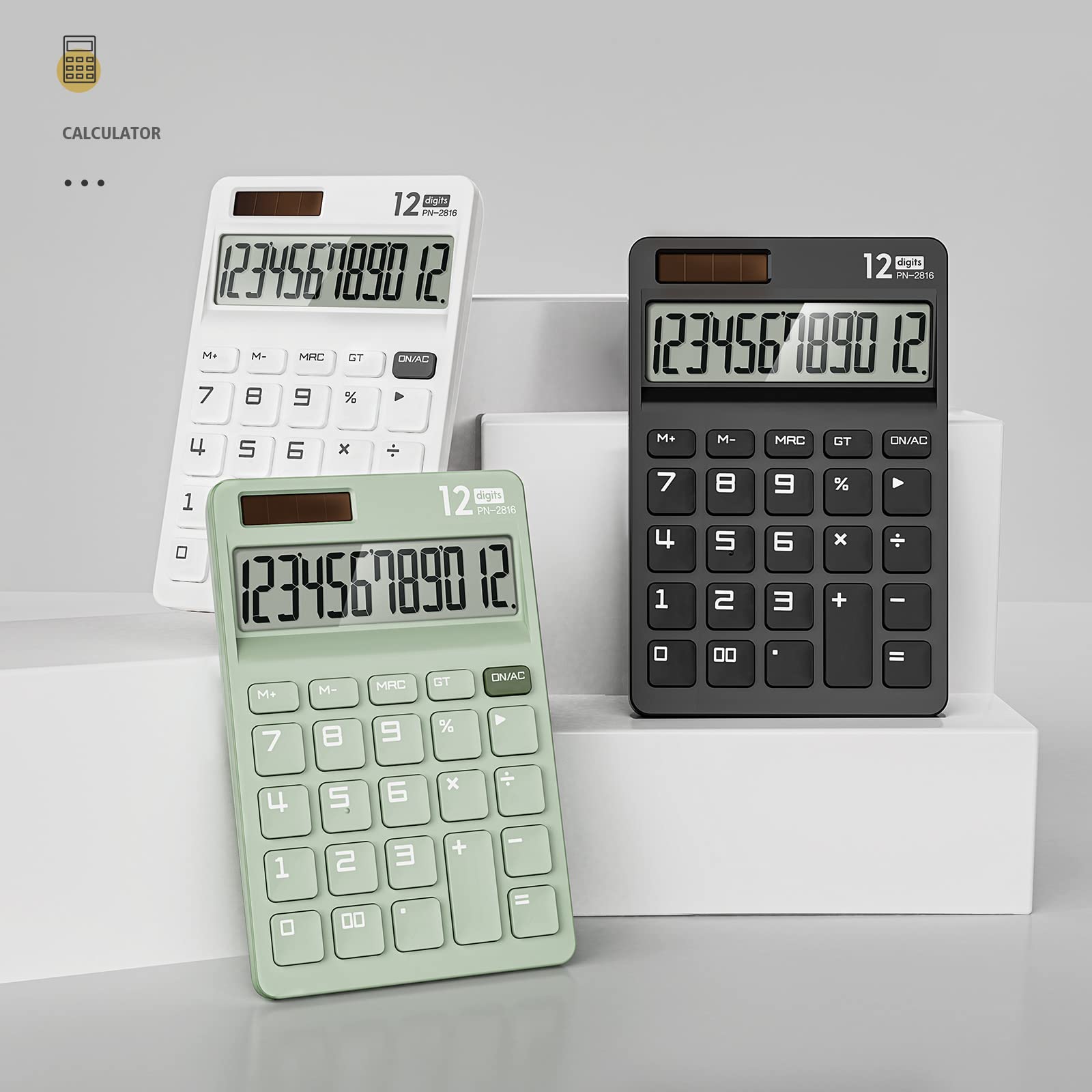 Basic Standard Calculator 12 Digit Desktop Calculator with Large LCD Display for Office, School, Home & Business Use, Modern Design