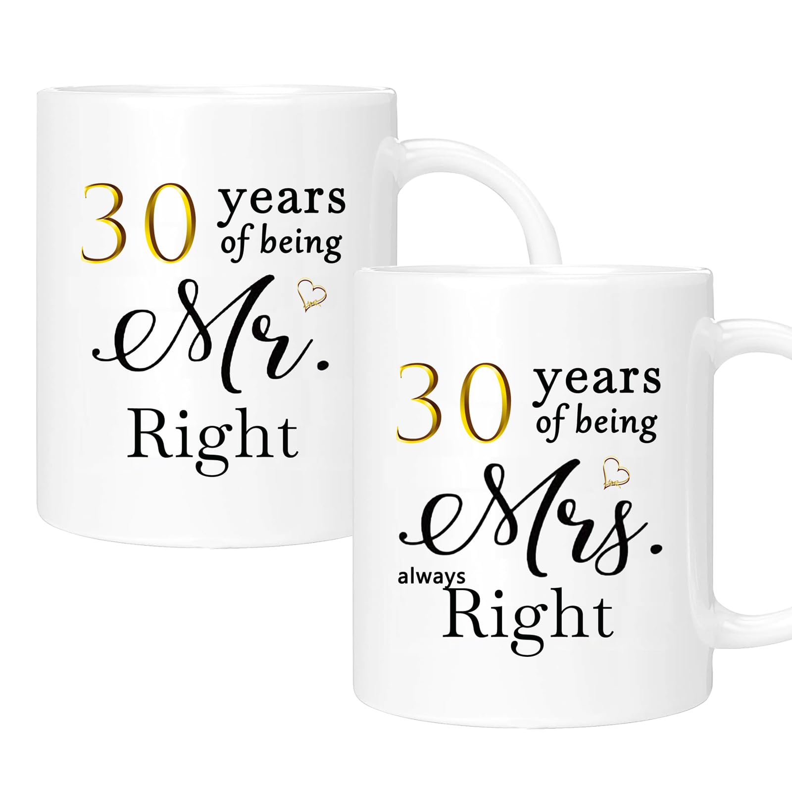 Photo 1 of ERYUWOZA 30 Year Anniversary Coffee Mugs Set of 2, 30th Anniversary Wedding Gifts Decorations for Couple Parents Grandparents Men Women Husband Wife Him Her, Gift Box Packaging, 11oz