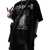 SHINsuke Men Women Y2K Dark Academia T Shirt Harajuku Short Sleeve Gothic Punk Cloth Korean Alt Emo Blouse Loose Top