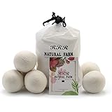 Wool Dryer Balls Pack of 6 XL 2.8" by RRR Natural Farm - 100% Organic New Zealand Reusable Natural Fabric Softener Healthy Laundry Life