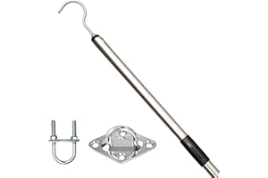 Bytcew Attic Pull Down Hook System Kit, Heavy Duty Ladder Door Stairs Puller Rod Pole Replacement for Ropes Cord String with 2 Handles