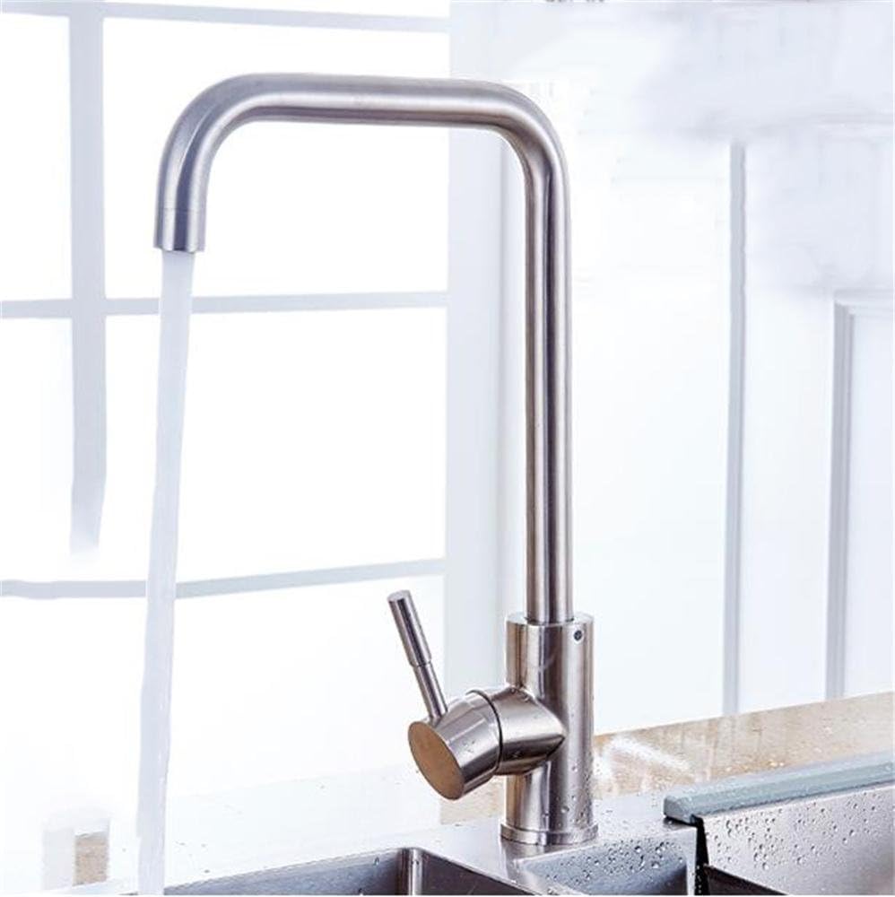 TOYM- Kitchen Hot And Cold Single-handle Faucet High Throwing Caipen Pot Stainless Steel Sink Can Be Rotating Taps