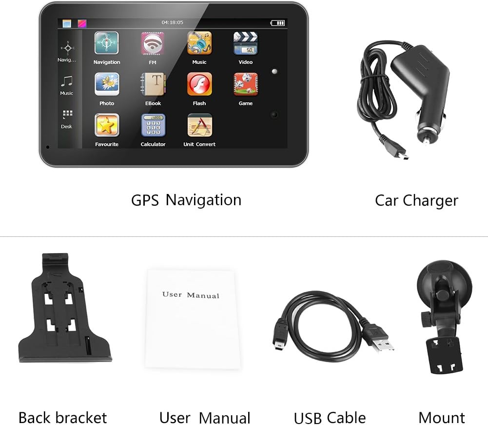 Keenso 7 Inch Touch Screen GPS Navigation Maps System Device International, GPS Navigator 128M 8GB FM with Lifetime Map Update for Cars Trucks Vehicles(North America)