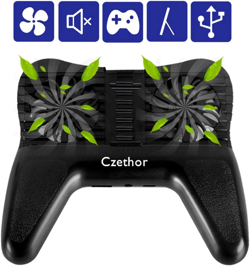 Phone Cooling Pad-Czethor 3 in 1 Cooling Fan Stand Holder with 2200mAh Portable Charger External Battery Suitable for Watching TV Mobile Games PUBG/Knives Out/Rules of Survival