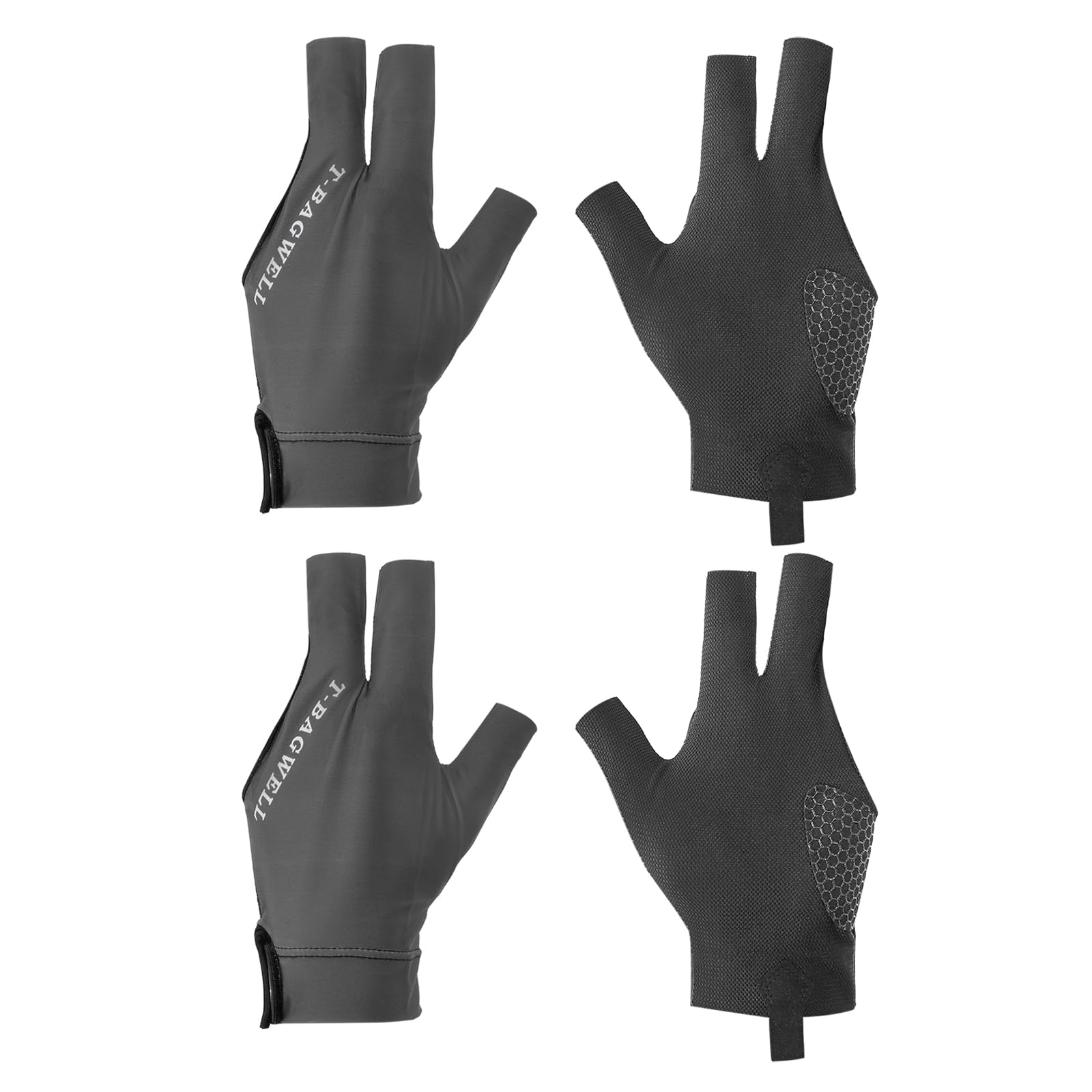 PATIKIL 3 Finger Pool Glove Left Hand, 2 Pcs Billiard Gloves Pool Cue Accessories for Shooter Carom Pool Snooker Cue Sport, Grey