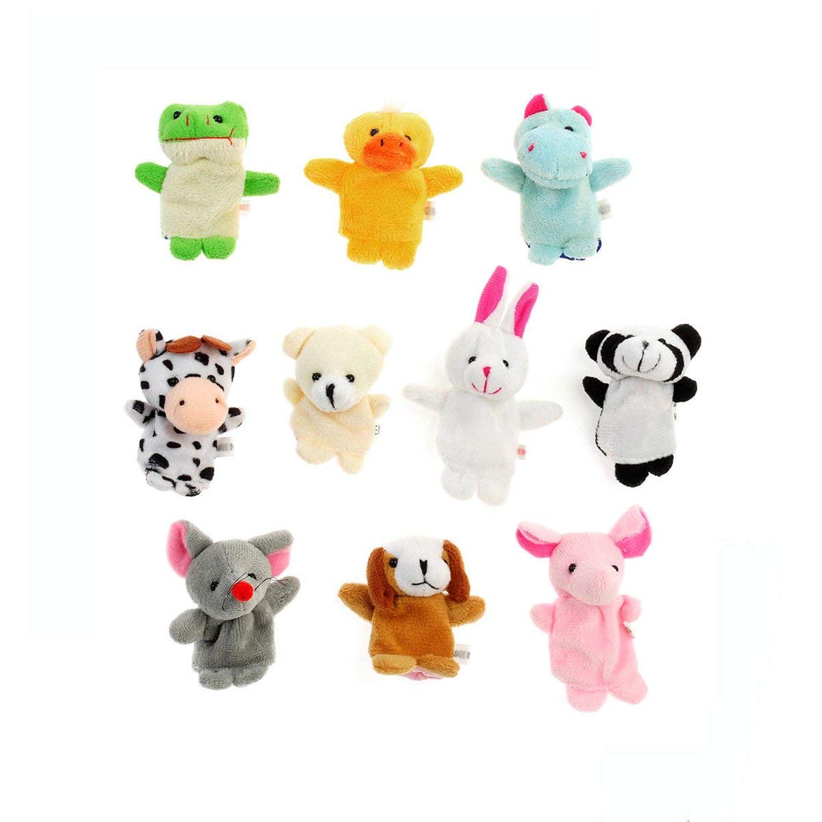 Genmine 10 Pcs Cute Animal Finger Puppets Soft Velvet Plush Dolls Props Toys for Children, Toddlers,Kids, Shows, Playtime, Schools