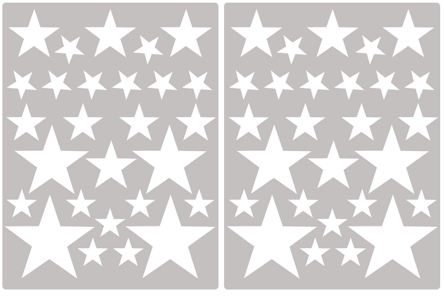 PREMYO Set of 54 Star Wall Stickers Kids - Nursery Decor Easy to Apply - Decals for Bedrooms for Girls Boys White