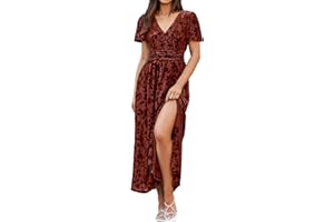 SIMPLEE APPAREL Simplee Women's Velvet Maxi Dress V Neck Short Sleeve Empire Waist Semi Formal Long Cocktail Dresses