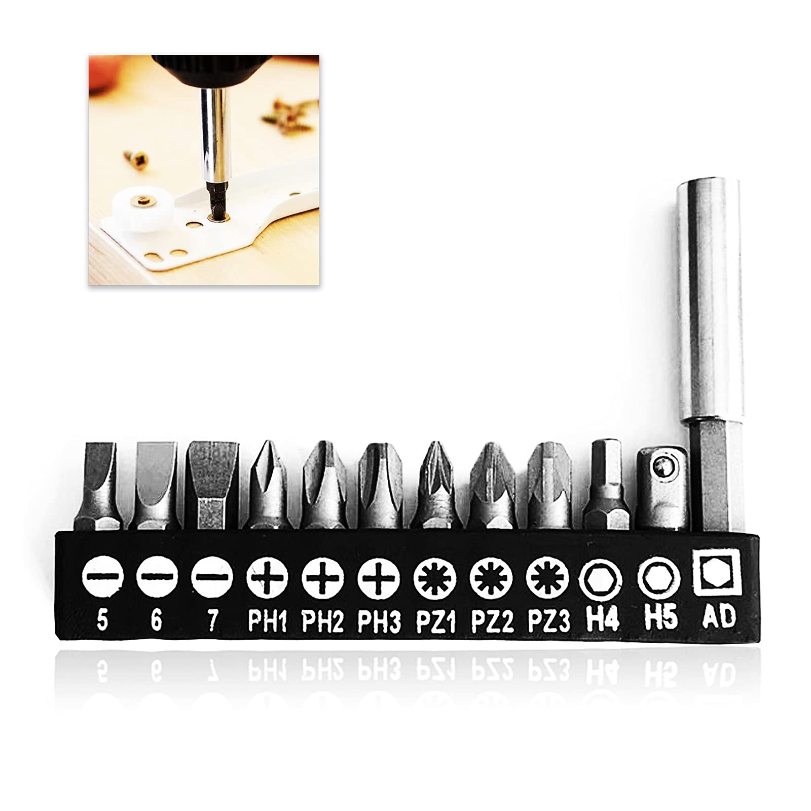Screwdriver Bit Set Mixed 11 PCS+ Drill Bit Holder 60MM Screwdriver Bits Holder Universal 1/4” Hex Shank Quick Release Magnetic Drill Bit Holder Flexible Drill Bit Extension YS6