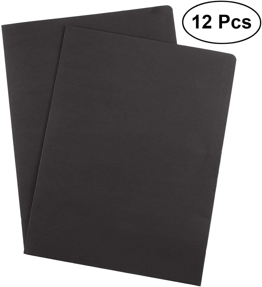 Folders 12Pcs A4 Kraft Paper Document Holeder Presentation Document Clip Project Document Clip Office Stationary (Black)