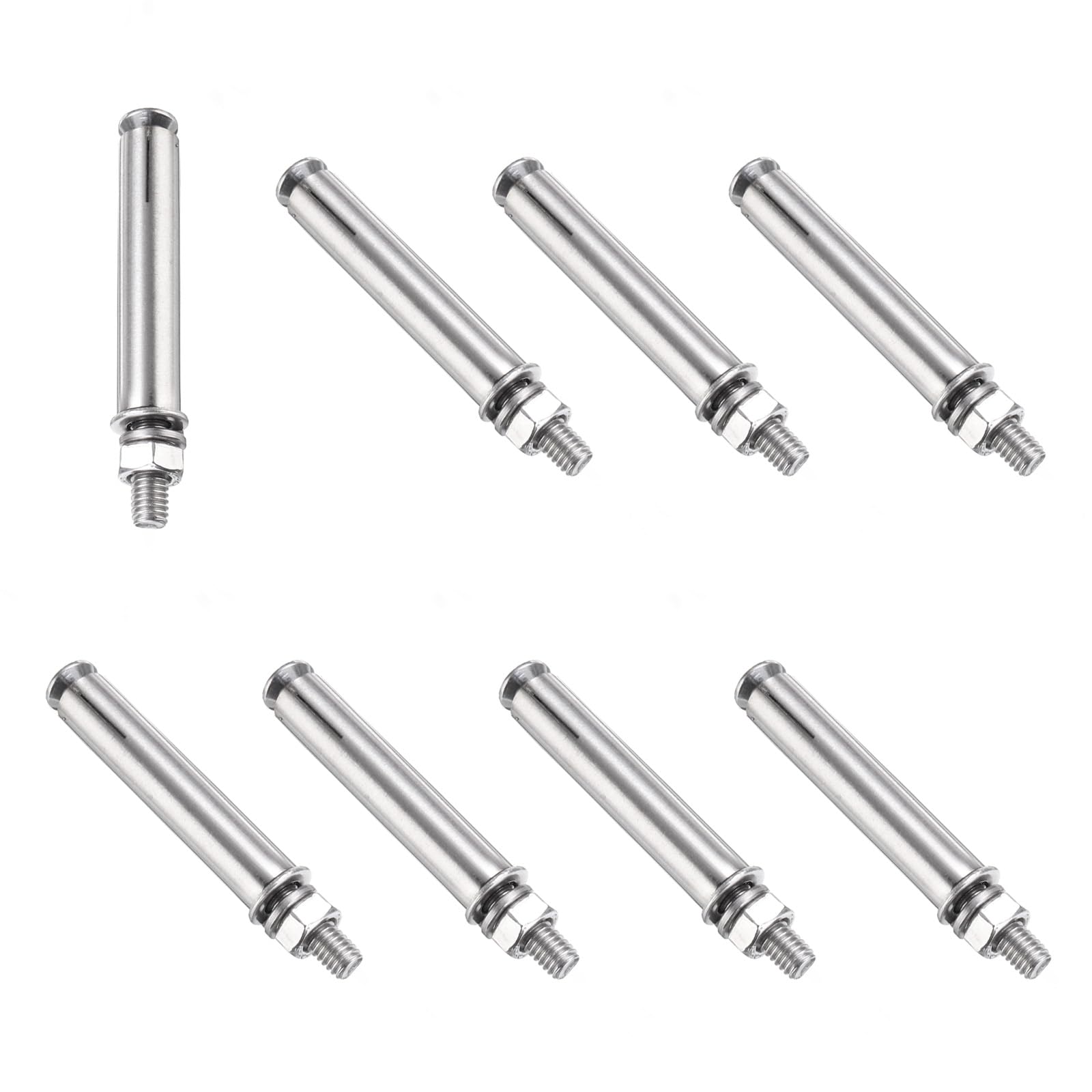 PATIKIL M6 x 70mm Expansion Bolts, 8Pcs 304 Stainless Steel Expansion Screw Bolts Sleeve Anchoring Fastener for Wall Concrete Brick Wall Drywall Air Conditioner, Silver