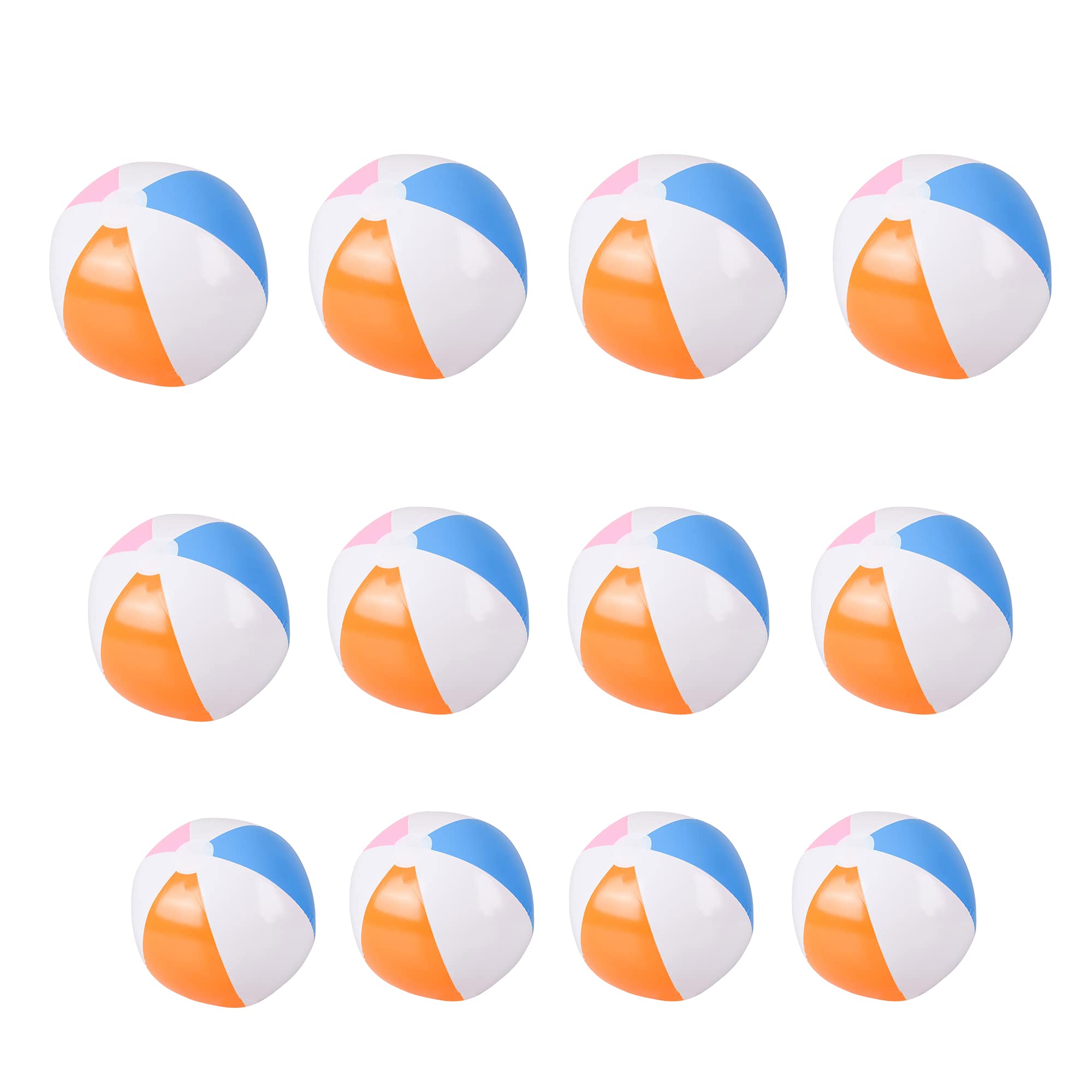 Photo 1 of 12 Beach Balls Variety Size Pack | 4 of Each in 3 Sizes | 20" 16" 12" | 1 Dozen Multi Colored Inflatable Beach Pool Toys (12", 16", 20")