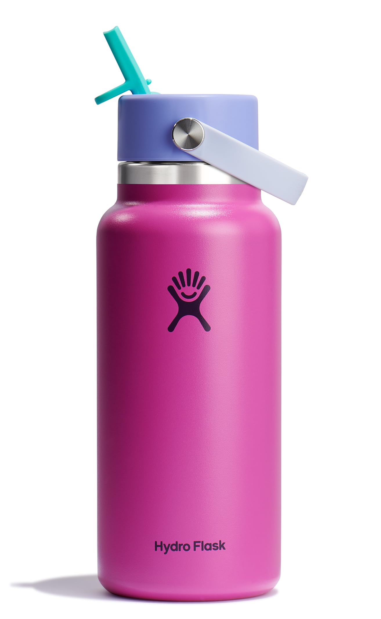 Hydro Flask Water Bottle - Insulated Stainless Steel - Wide Mouth Flex Straw Lid, Non Spill, Leakproof and Refillable in 32 Oz Holiday Punch Image