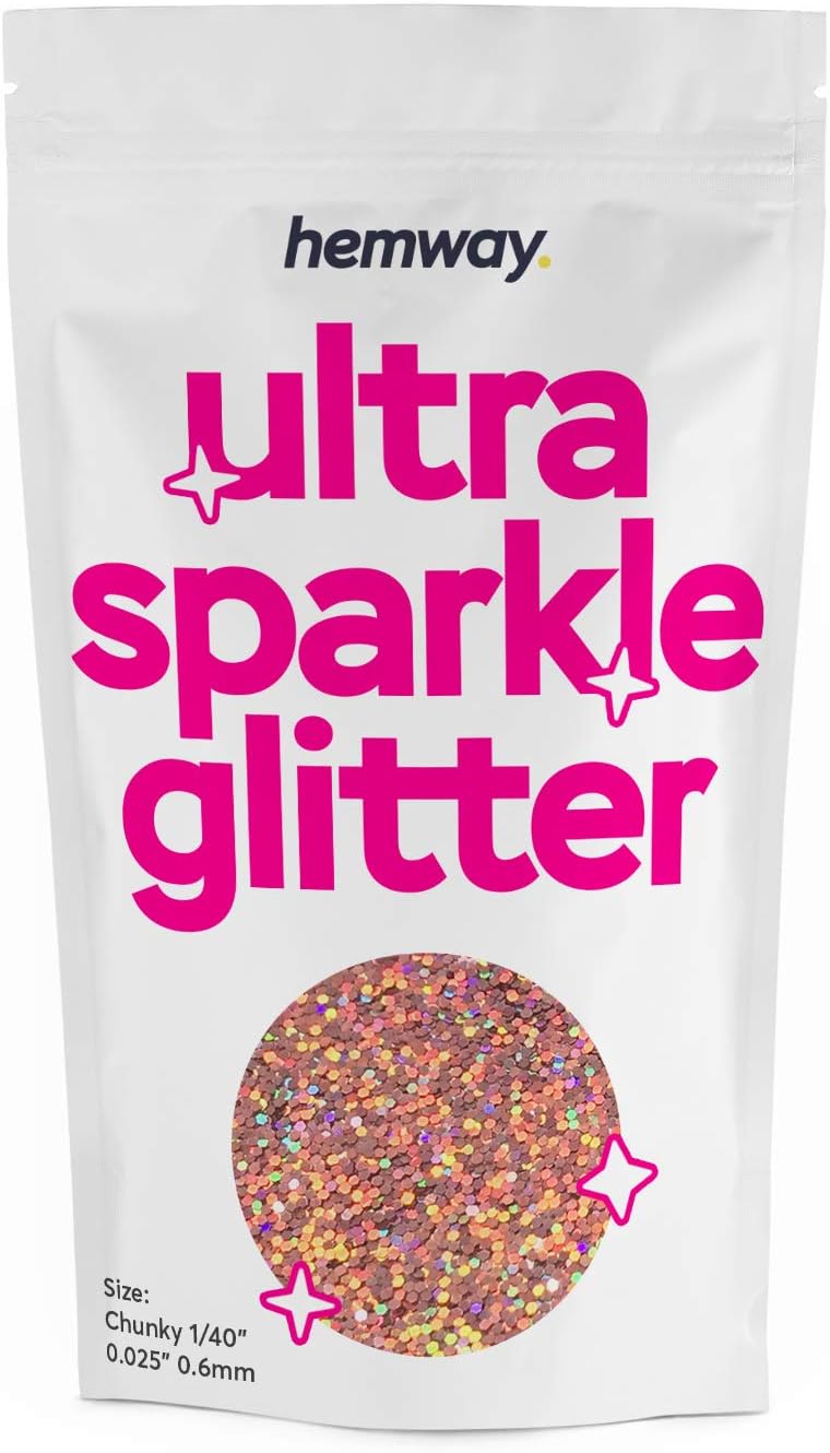Hemway Ultra Sparkle Glitter Rose Gold Holographic 100g Chunky