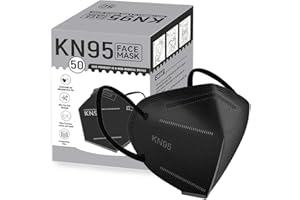 YIDERBO KN95 Face Masks 50Pack, 5-Ply Breathable Disposable Face Mask Filter Efficiency≥95%, Black