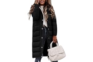 Jyanl Womens Winter Long Puffer Coat Thicken Ladies Down Quilted Jacket Puffy Padded Zip Hood Parka Side Zipper Trendy 2025