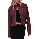 Onedreamer Women's Faux Leather Cropped jackets Casual Vintage Zip Up Stand Collar Motorcycle Short Coat Jacket