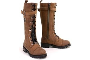 Milwaukee Leather Women's Brown Leather 14” Tall Motorcycle Lace-Up High-Rise Boots MBL9358