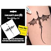 INKARTLINK Pterosaur Dragon Temporary Tattoos, Realistic Waterproof | Semi Permanent Tattoo, Body Stickers for Women &amp; Men, Last 7-15 Days, Party Favors, Non-reflective, Exquisite Packaging
