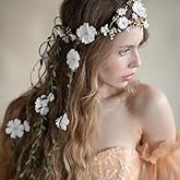 yuruyi Flower Crowns Wands for Wedding，Headband Hair Wreath Accessory Wedding Veil Flower Crown for Women Headpiece Floral Crown for Women with Wicker (White, Adjustable)
