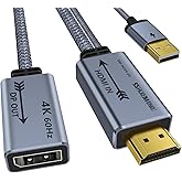 HDMI to DisplayPort Adapter 4K@60Hz, HDMI 2.0 to DP 1.2 Converter, USB Powered, 0.65ft Cable, Uni-Directional, Compatible with PS5, Xbox, PC.