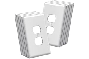 BESTTEN 10 Pack 1-Gang Oversized Duplex Wall Plate, Unbreakable Polycarbonate Jumbo Receptacle Outlet Cover, cETL Listed Sing