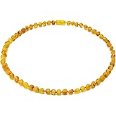 Amber Guru Baltic Amber Necklace for Women and Men (Authentic, Certified) - 17.7 Inches, Raw/Unpolished Beads - Handcrafted Unisex Amber Bead Jewelry for Adults