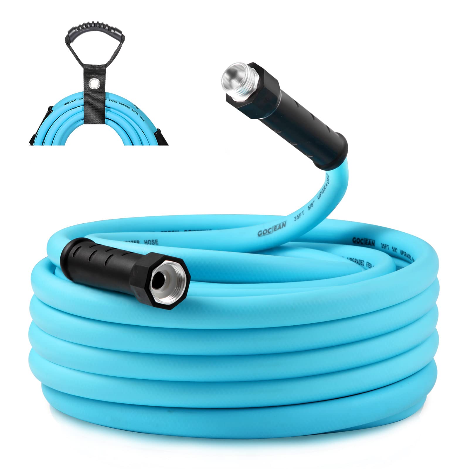 Photo 1 of Gociean 35ft Upgraded RV Water Hose with Storage Straps, 5/8" Drinking Water Hose, Leak Free and Anti-Kink Design, Camper Fresh Water Garden Hose for Truck and Car