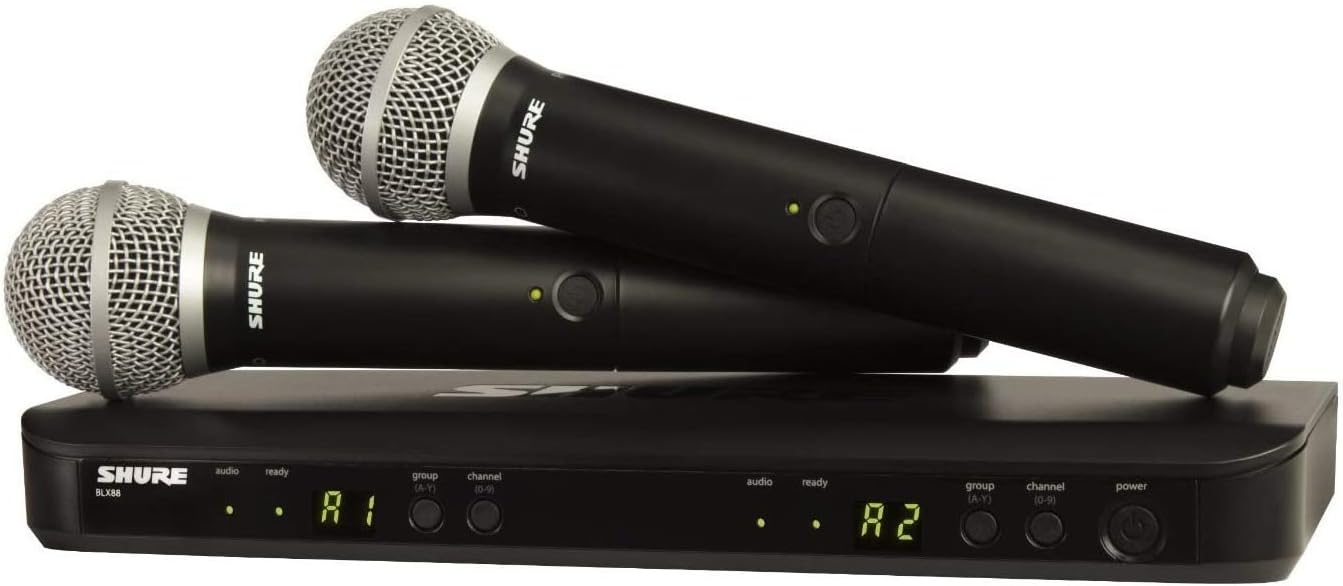 Shure BLX288E/PG58 Dual Channel Wireless Microphone System with 2 PG58 Handheld Dynamic Vocal Mics