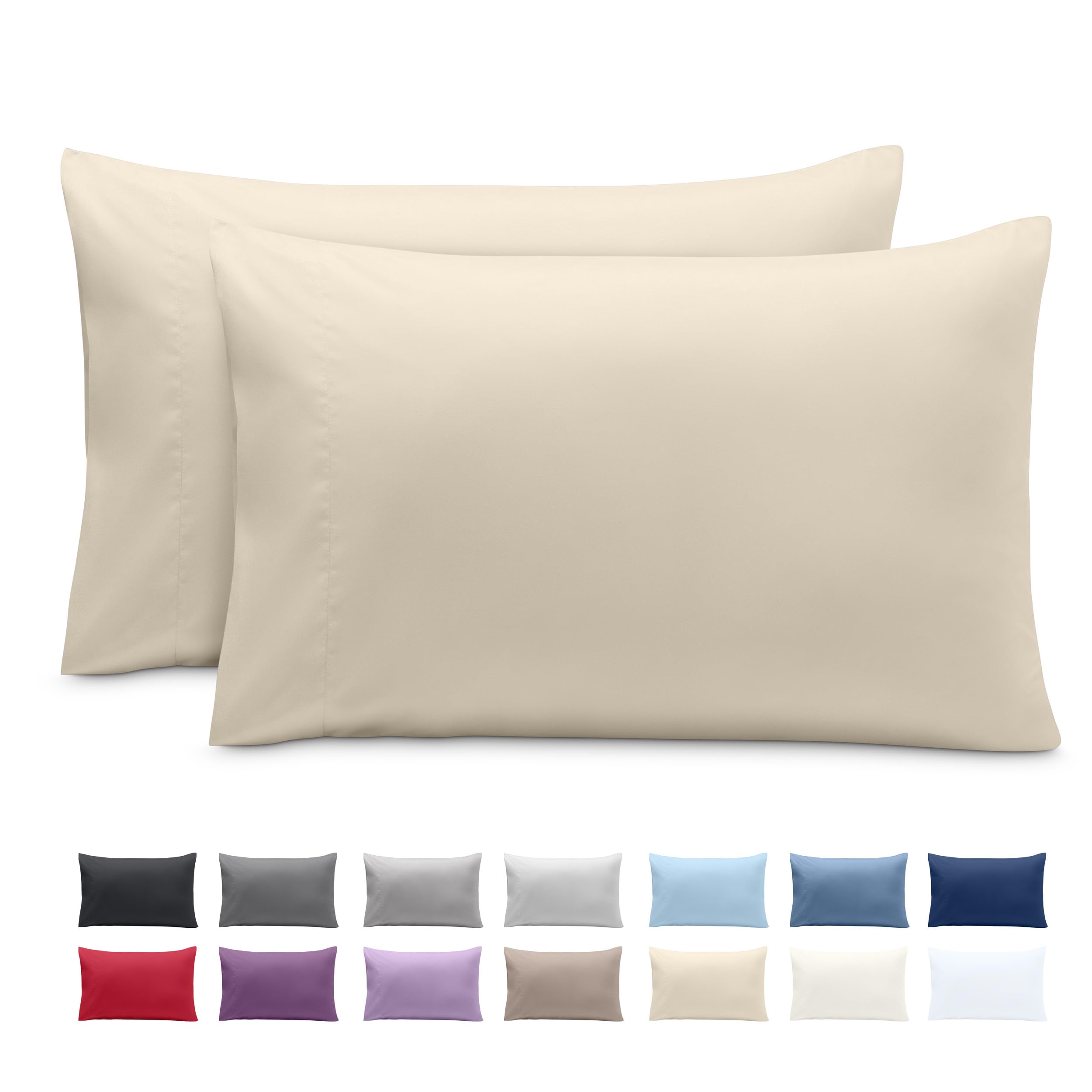 Photo 1 of Bare Home Microfiber Pillow Cases - Standard Size Set of 2 - Cooling Pillowcases - Double Brushed - Easy Care - Envelope Closure (Standard Pillowcase Set of 2, Sand)