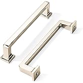 khtumeware 10 Pack Polished Nickel Cabinet Pulls, 6-1/4 Inch Hole Center Cabinet Handles Kitchen Hardware Straight Bar for Ca