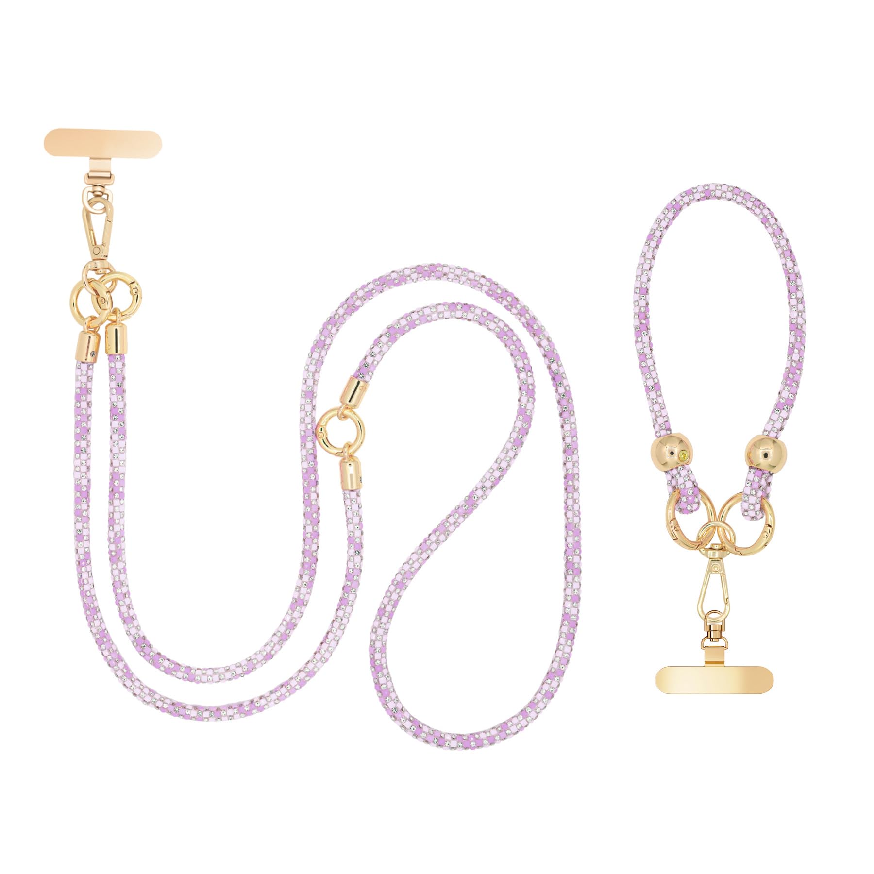 HSQYJ Crystal Phone Lanyard Crossbody and Wrist Strap Rhinestone Anti-Theft Phone Strap & Wrist Lanyard Phone Neck Strap for Women (Purple)