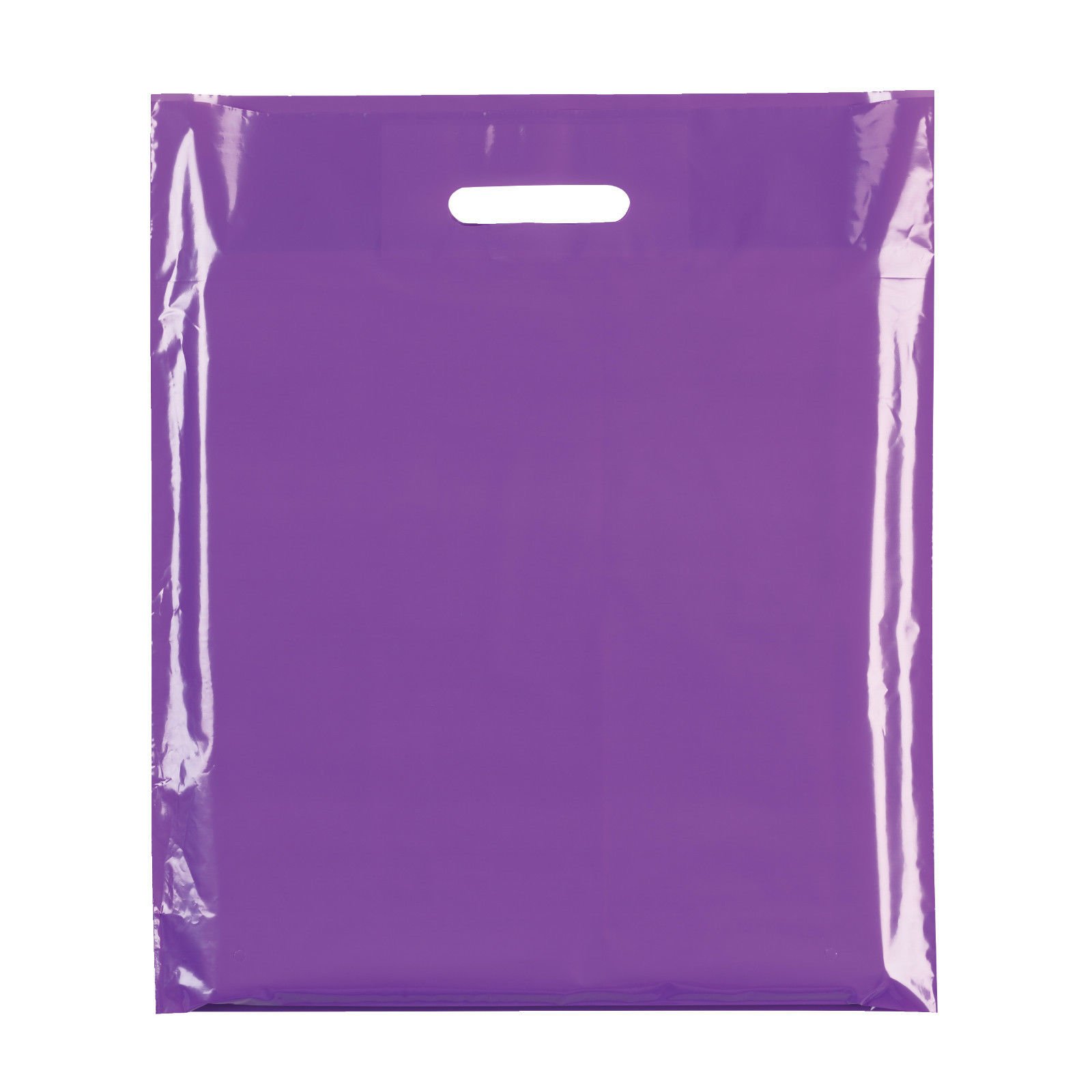 100x Plain Violet 15"X18"+3(38.1cm x 45.72cm) Plastic Carrier Bags - Modern Printed Strong Gift Shopping Bags