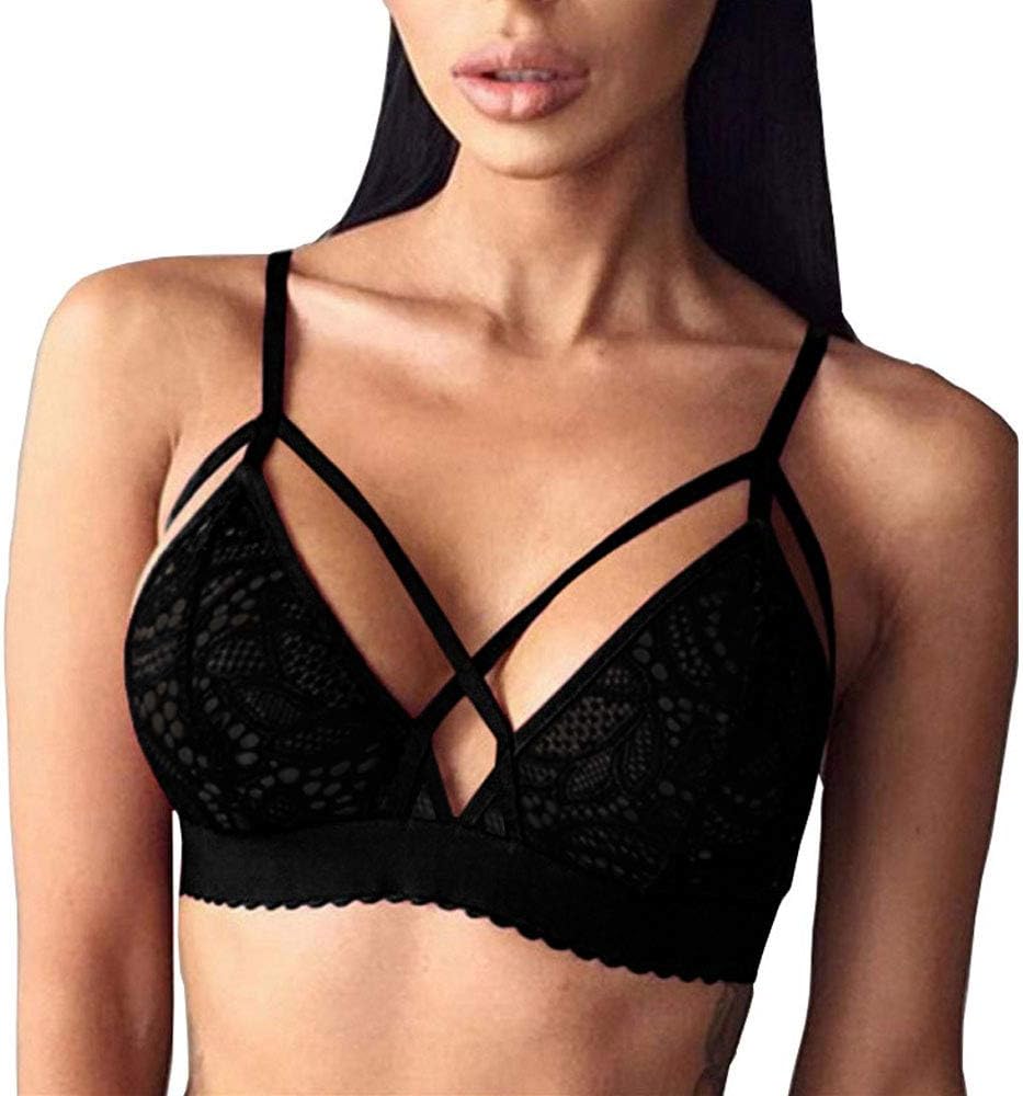 Buitifo Women Lace Bra Sexy Bralette Strappy Crop Top Soft Bustier Lingerie
