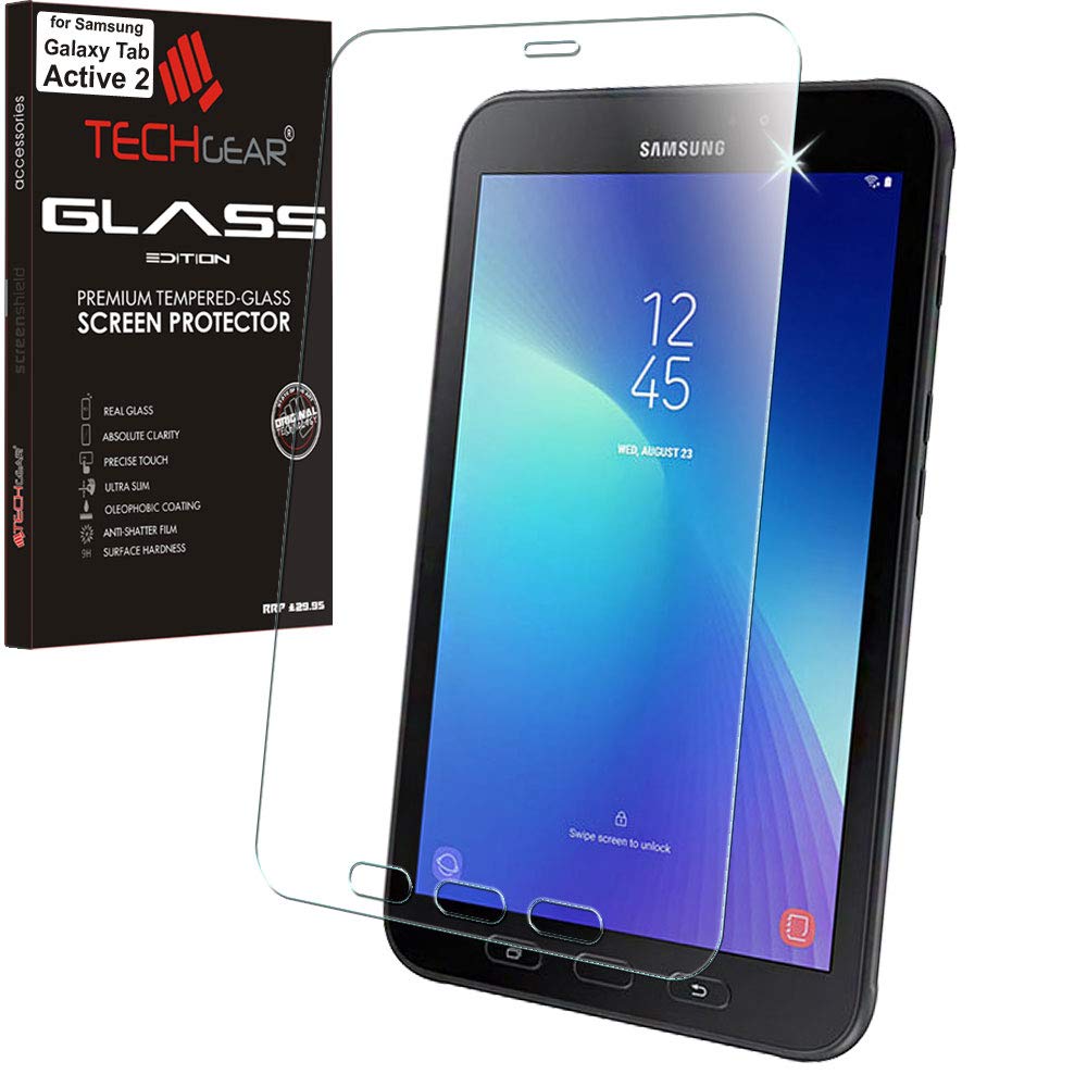 TECHGEAR GLASS Edition Screen Protector Designed For Samsung Galaxy Tab Active 2 8.0" (SM-T390 / SM-T395), Tempered Glass Screen Protector [9H Toughness] [HD Clarity] [Scratch-Resistant] [No-Bubble]