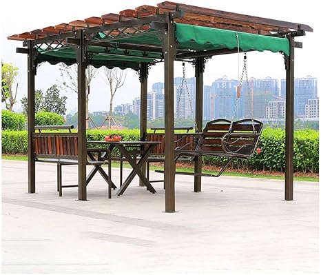 Amazon Co Jp 日よけ シェード 庭の家具 ガゼボ サンシェード パティオのためのガゼボ ガーデン パティオ 芝生 締約国のためのスイングチェアやデスク屋外パビリオンヴィラコートヤードガーデンガゼボ木製ブドウラック Zhangyn 洋書